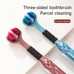 3-Sided Toothbrush for Comprehensive Cleaning Raised Tongue Coating Brush