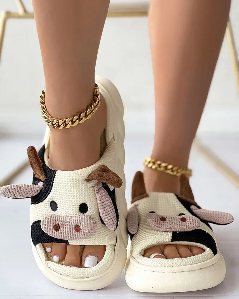 Slippers Women's Cartoon Cow-Shaped Four Seasons Casual Slippers