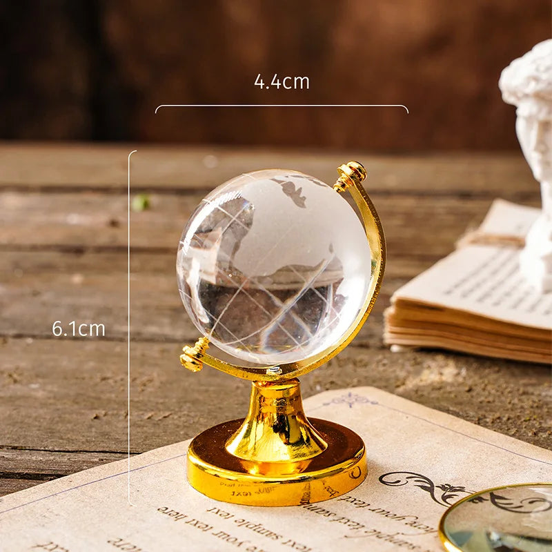 Transparent Round Earth Globe Crystal World Map Clear Sphere With Stand for Desk Crafts Art Teaching Tools Desk Accessories