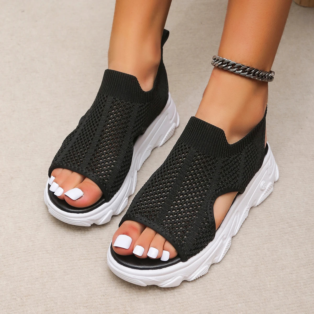 Women Sandals Women Casual Platform Shoes Thick-Soled Sandalias Open Toe Beach Shoes for Women