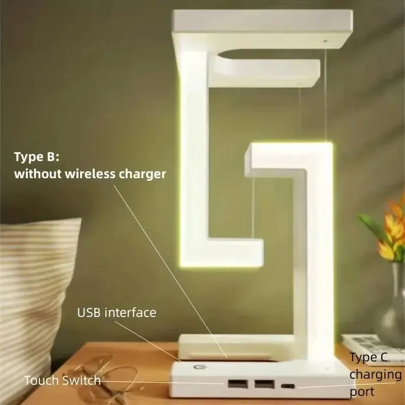 Wireless Charger Pad Stand Anti Gravity LED Night Light Table Desk Lamp For iPhone Samsung Xiaomi 15W Fast Charging Dock Station