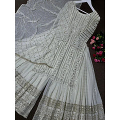 White Salwar Kameez Pakistan Indian Wedding Party Dress Polaroid Suit Salad