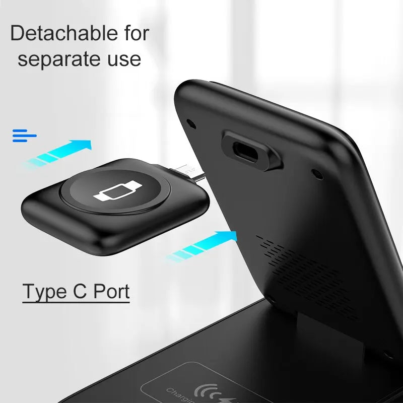 3 in 1 Wireless Charger Stand Foldable for iPhone Fast Charging Station