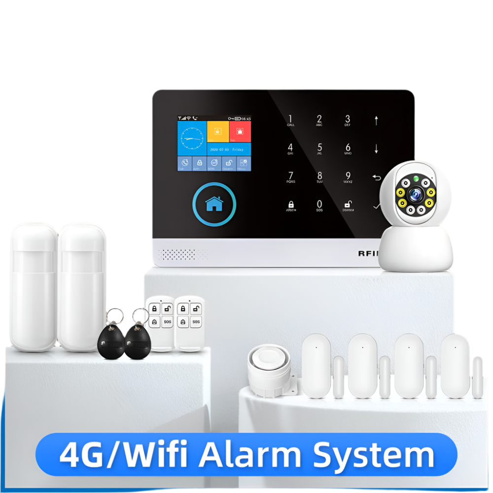 4G WiFi Alarm System Tuya Smart Life APP Control for Home Security Alarm PIR Sensor Door Sensor Smart Home Kit Fire Alarm Panel