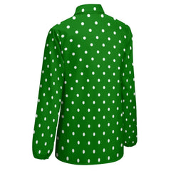 White Polka Dot Loose Blouse Christmas Green Korean Fashion  Blouses