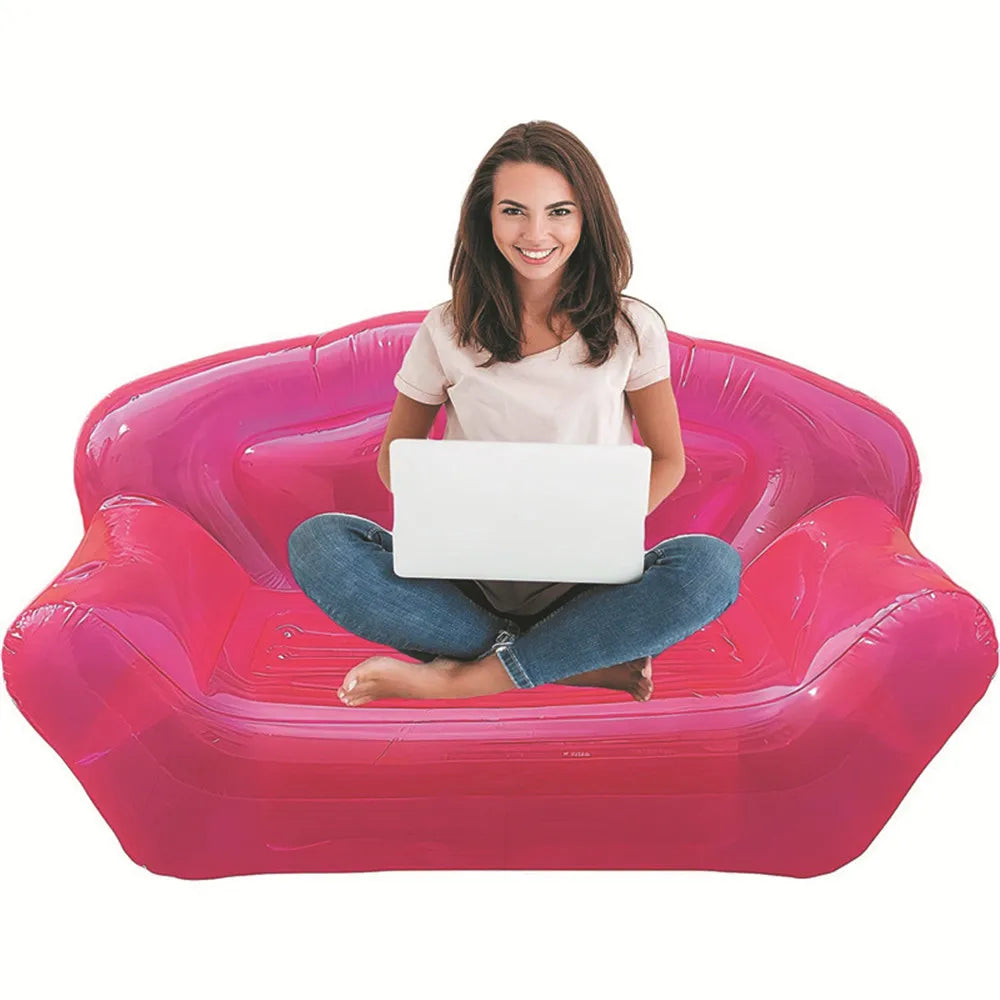 Two People Transparent Inflatable Sofa Chair Party Living Room Swimming Pool Sofa PVC Inflatable Furniture Outdoor