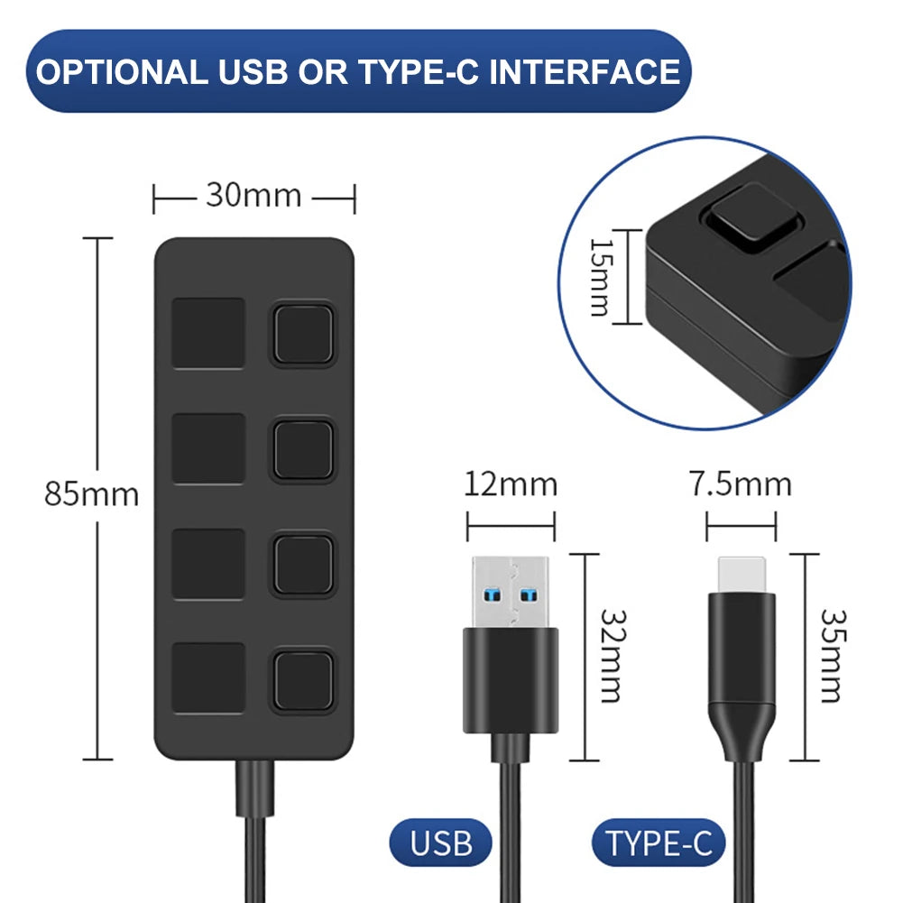 RYRA USB Hub 3.0 Type-C High Speed 5Gbps Multi-Splitter Adapter With Switch For Laptop Computer Accessories