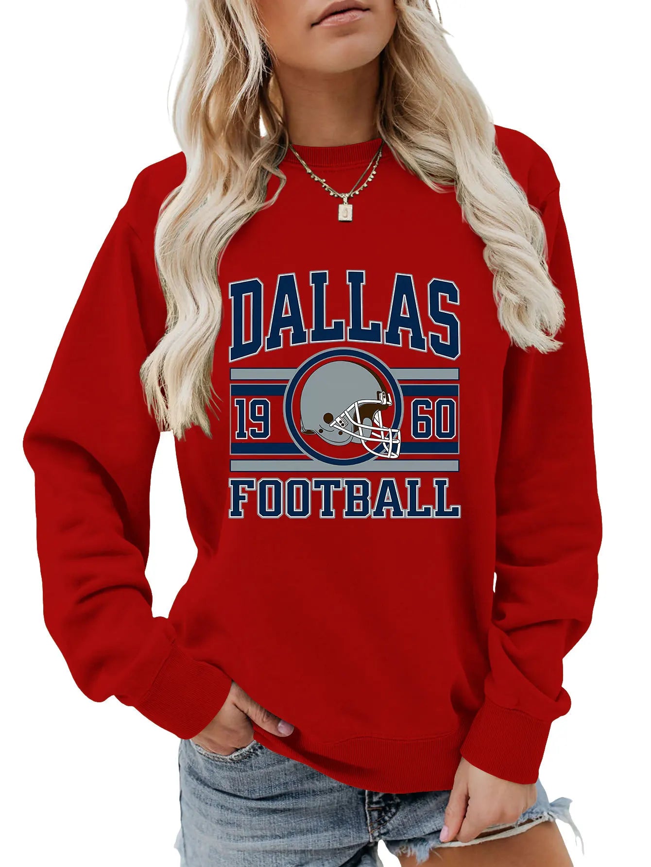 Autumn women's hoodie dallas 1960 football printed top fashion crew-neck long-sleeved hoodie casual all fashion hoodie jumper