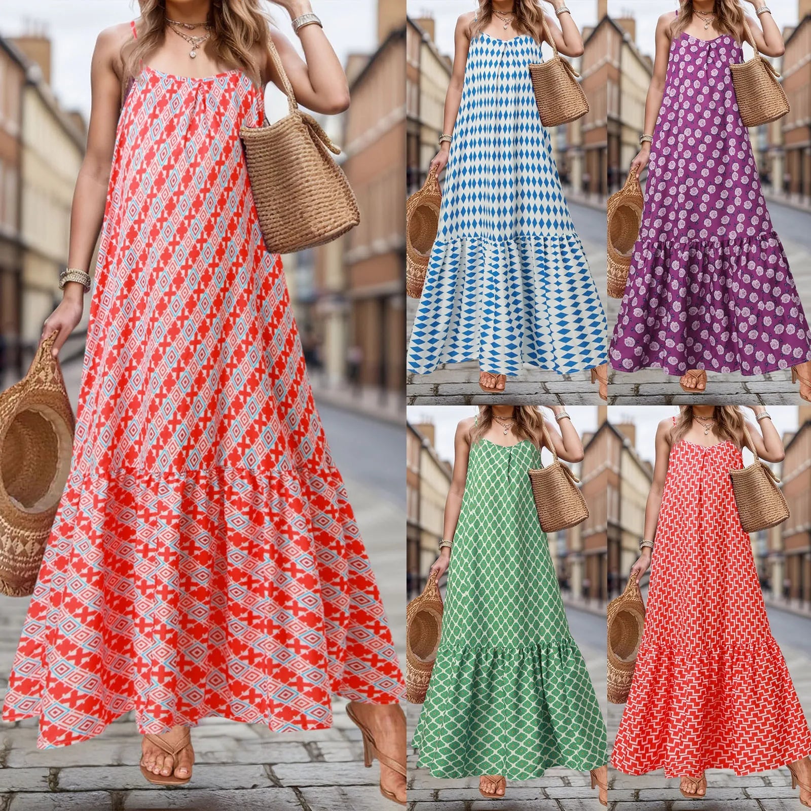 Women's Summer Casual Loose Dresses Sleeveless Maxi Dress