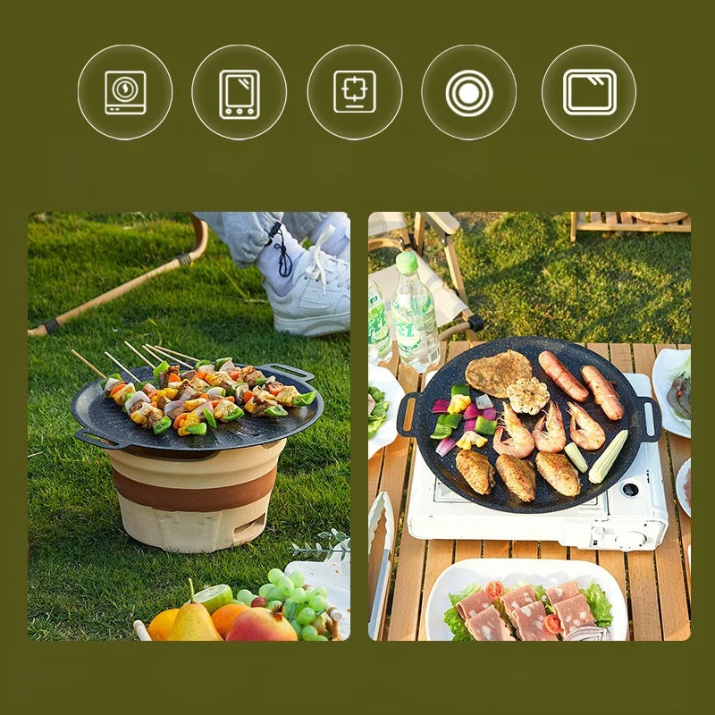 Grill Pan Thicken Non-stick Medical Stone Stainless Steel Double-ear Barbecue Plate