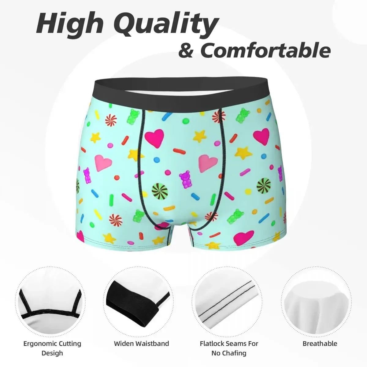 Boxer Underpants Shorts Vanellope VonSchweetz Pattern Panties Men Breathable Underwear For Homme Man Boyfriend Gift