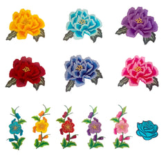 New product rose flower colorful clothing patch badge embroidery DIY women's craft