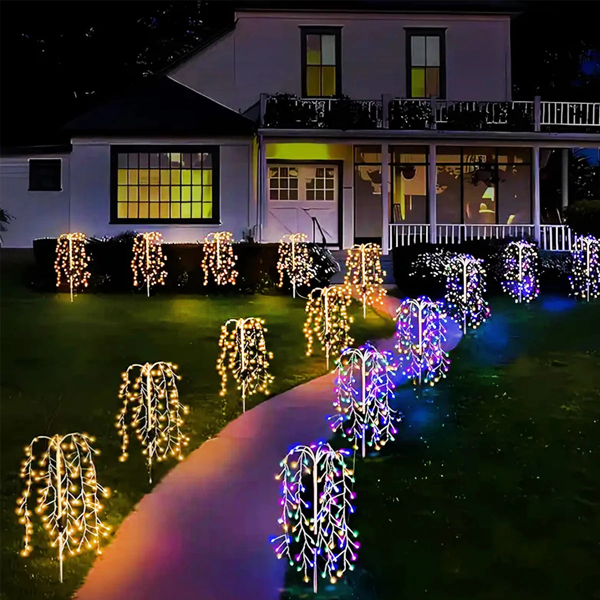 String Light For Outdoor 200 LED Solar Powered Willow Trees Lights