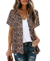 Bohemian Beach Holiday Shirt & Blouse Women Fashion Short Sleeve Button Shirts