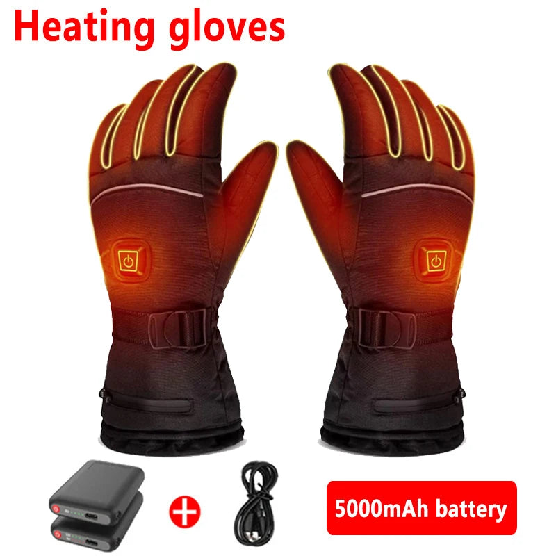 Heated Rechargeable Gloves Electric Heated Gloves Thermal Heat Gloves Winter Warm Skiing Snowboarding Hunting Fishing Cycling