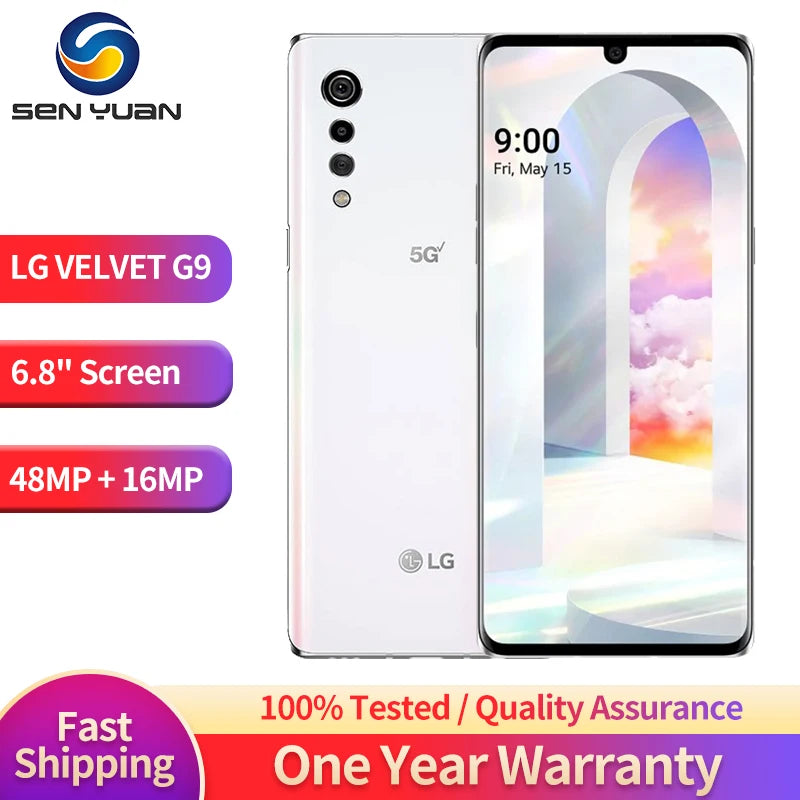 LG VELVET G9 G900TM G900N 5G Mobile Phone 6.8'' NFC 6GB+128GB 48MP+16MP Octa Core Andriod SmartPhone 4G LTE 1/2 Sim CellPhone