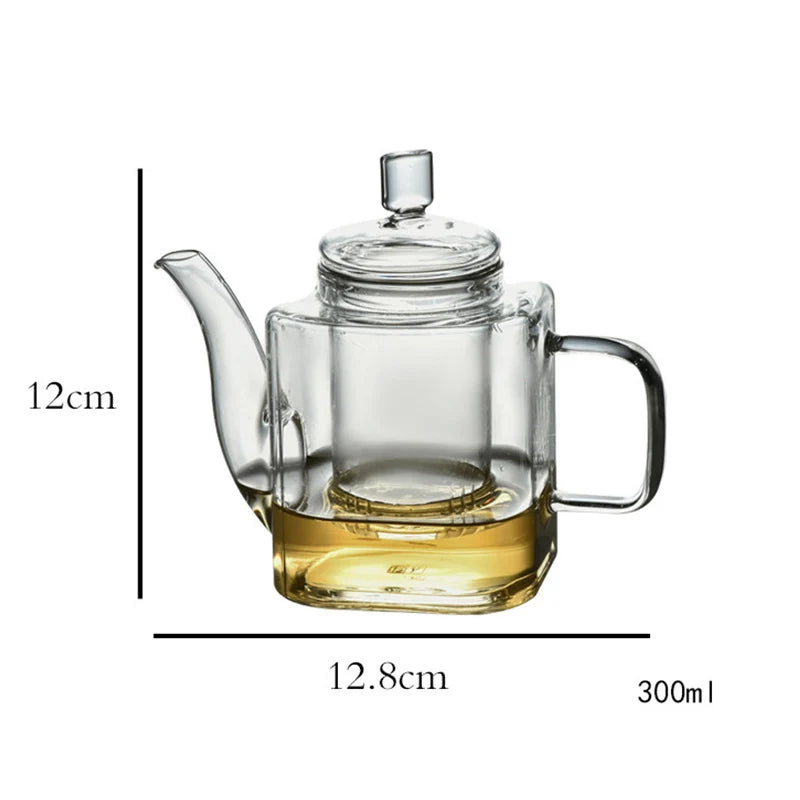 Japanese Style Handmade Heat Resistant Square Glass Teapot With Filter Liner