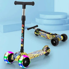 Children's Scooter 3 Wheel Scooter with Flash Wheels Kick Scooter