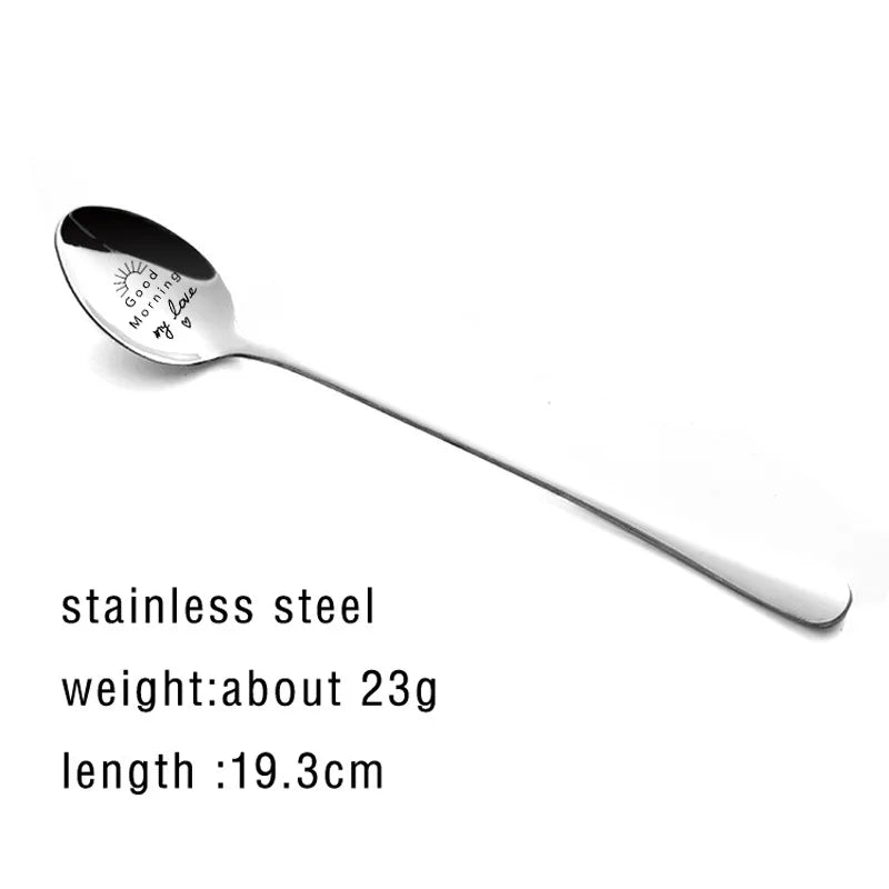 Valentines Day Gift Stainless Steel Milk Coffee Spoons Love Letter Gift for Girlfriend Boyfriend