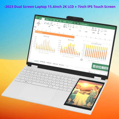 12th Generation 16G DDR4 - 1TB SSD 15.6" IPS 2K Screen+7" Touch LCD  PC Portable Notebook