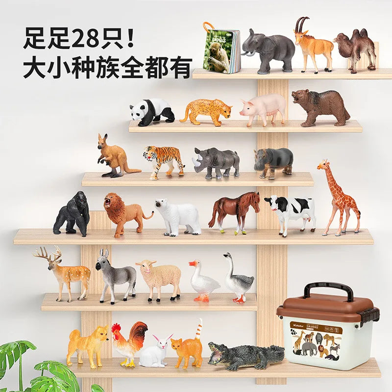 Mini Simulation African Wild Lion Farm Animals Sets Tiger deer Elephants Figurines Model children festival birthday Kid gift Toy