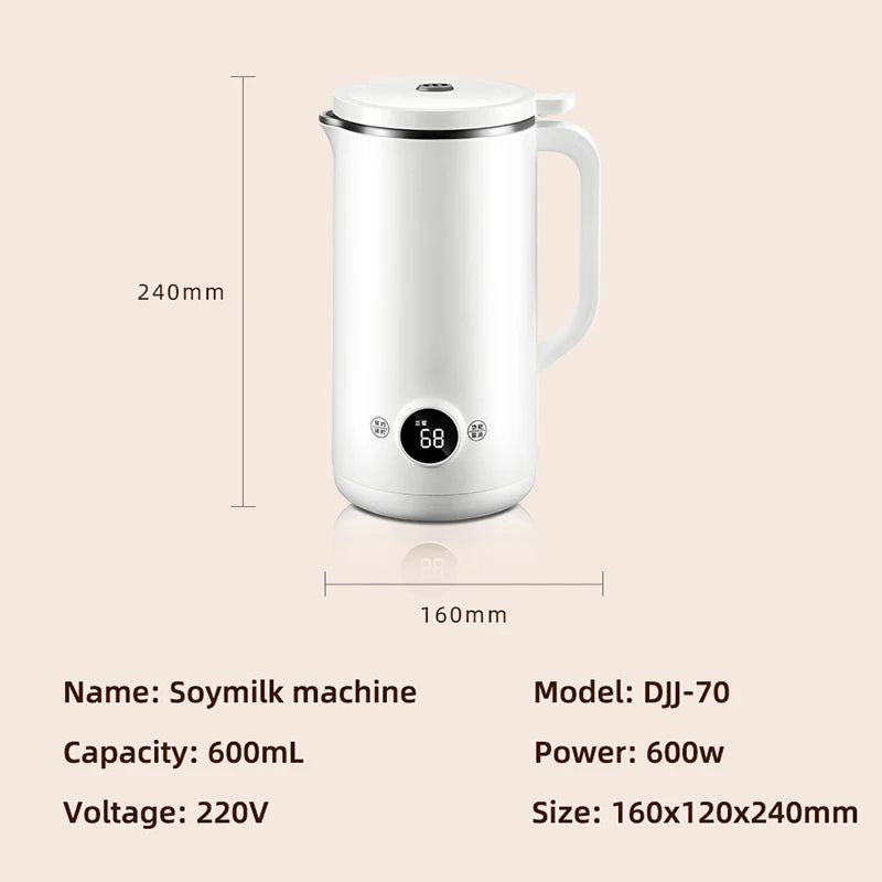 600ml Soybean Milk Machine Electric Juicer Soy Milk Maker Portable Blender Mixer Rice Paste Maker Wall Breaking Machine 220V