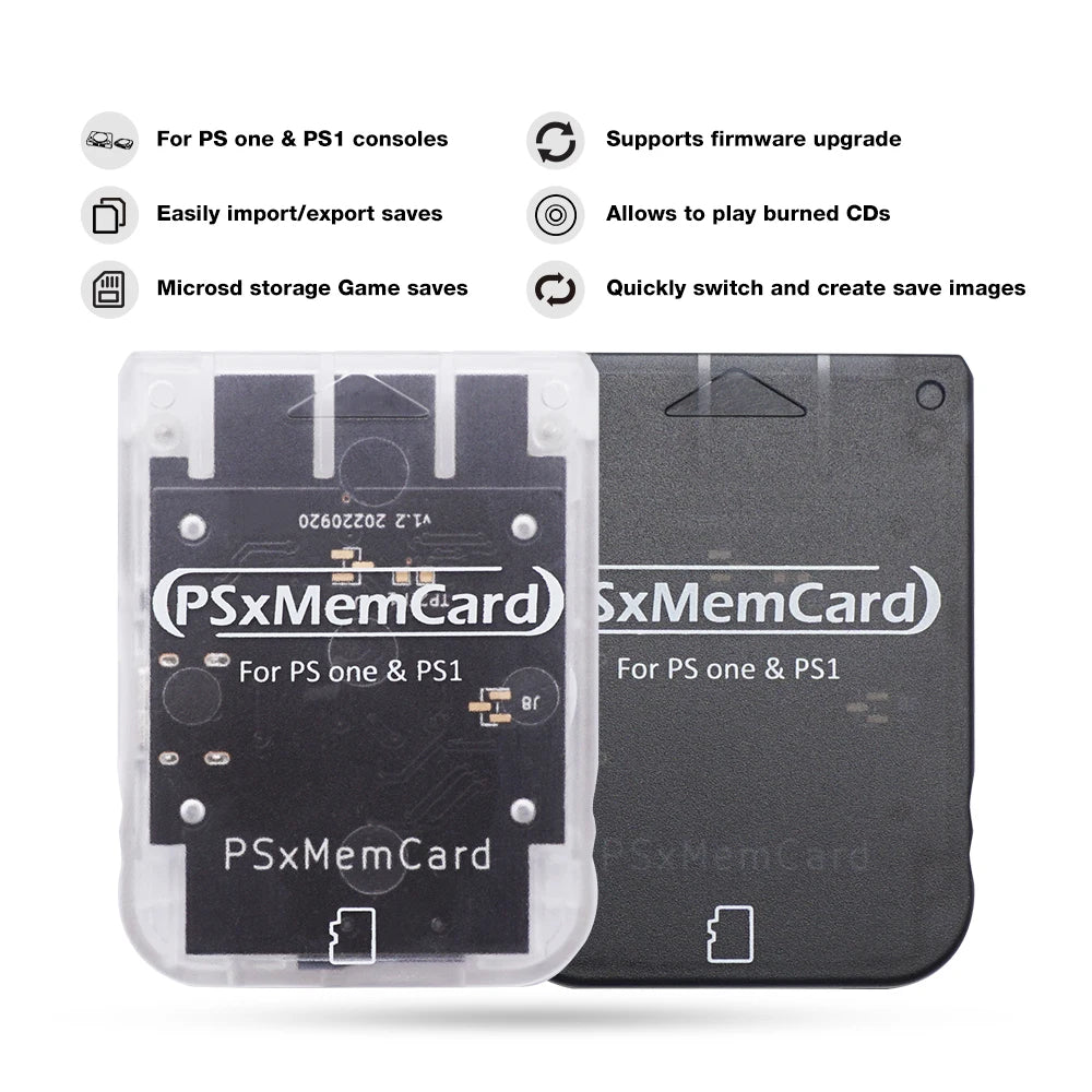 PSXMemCard Save Data Game Card for PS1 PS One Game Console with MicroSD Card TF Card Support Firmware upgrade