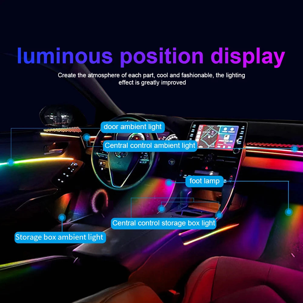 Car LED Ambient Light Symphony Rainbow Interior RGB Neon Acrylic Strip