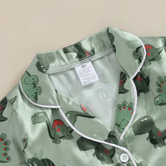 Kids Boys Summer Pajama Outfits Dinosaur Print Shorts 2 Pieces Sleepwear
