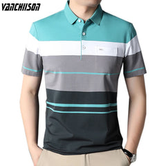 Men 100% Cotton Polo Shirt Tops Short Sleeve for Summer Contrast Pattern Casual Turndown Collar 00628