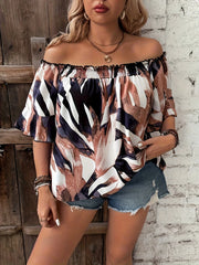 Plus Size Summer Elegant Shirt Off the Shoulder Casual Fashion Vacation Tops Female Curve Clothing