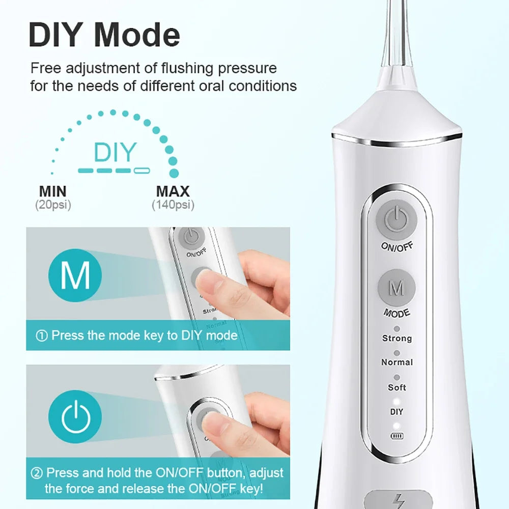 JIAYAN Floss Oral Rinse DIY PSI Dental Water Jet For Teeth Cleaning 300ml 4 Modes Portable Powerful Oral Cleaning