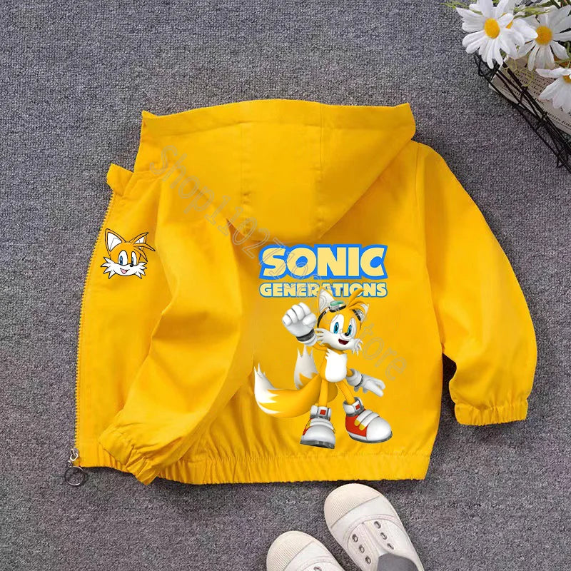 New Sonics Child Spring and Autumn Jacket Boys Girls Clothes Comfortable Cartoon Anime Graphic Print Coats Birthday Party Gifts