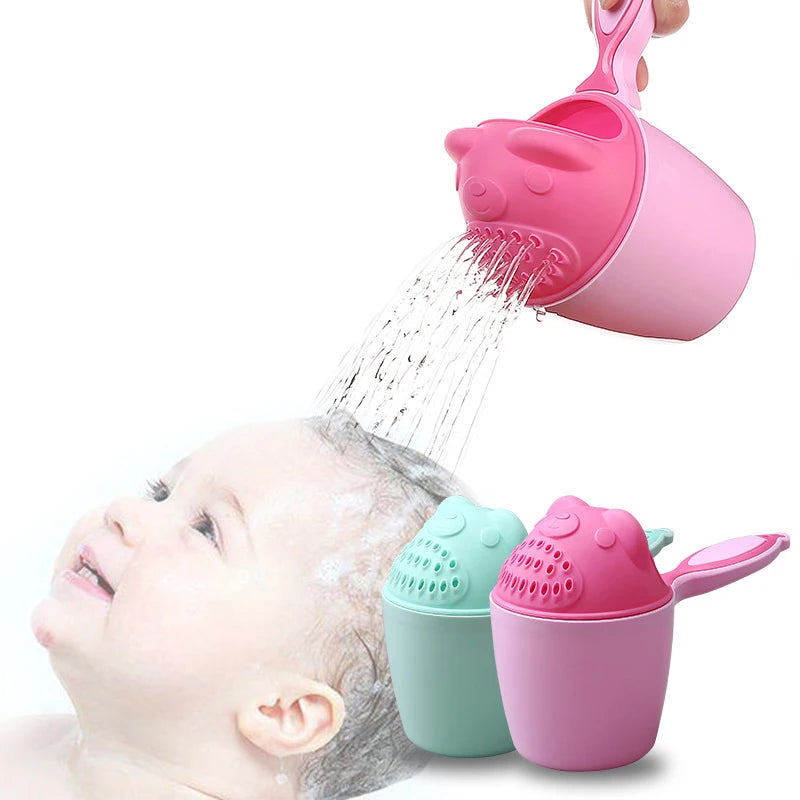 Baby Cartoon Bear Bathing Cup Newborn Kid Shower Shampoo Cup Bailer Baby Kids Shower Water Spoon Bath Wash Cups