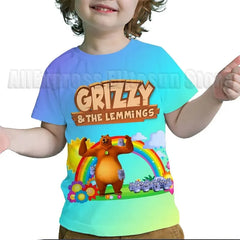 Kids Grizzy and the Lemmings 3D Print T Shirts Children Cartoon T-shirts