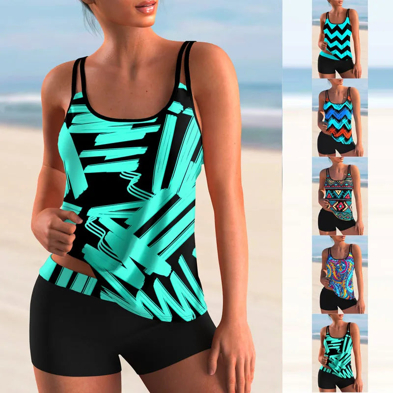 Swimwear Women's Short Skirt New Design Print Short Tank Top Set