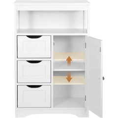 Bathroom Floor Storage Cabinet with 3 Drawers and Adjustable Shelf