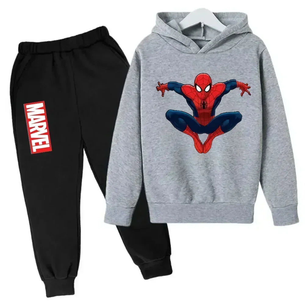 Marvel Spiderman Kids Hoodies Pant Suit 2pcs Set Boy Girl Spring Autumn Sweatshirt Clothes Tracksuits Children Hooded Sportsuit