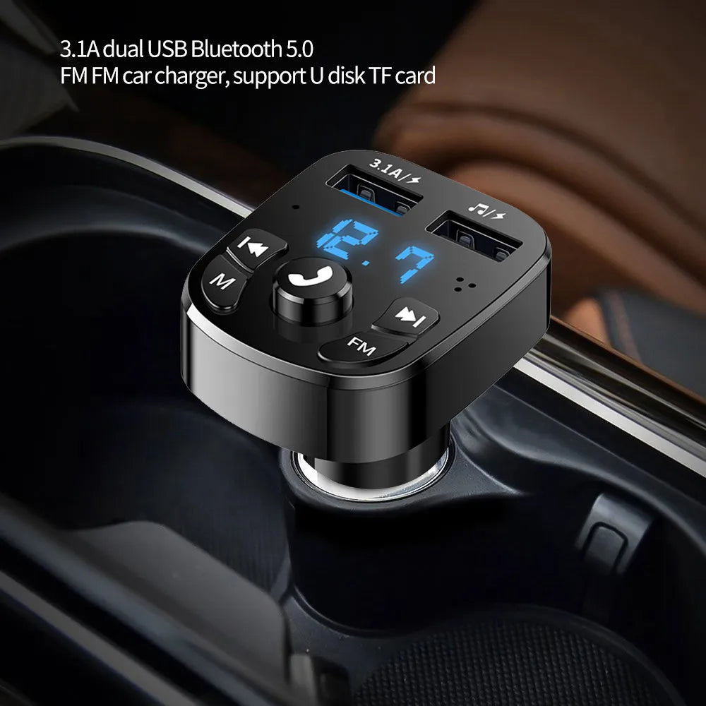 Wireless Car Charger Bluetooth FM Transmitter Audio Dual USB MP3 Player Radio Handsfree Charger 3.1A Fast Charger Car Accessories