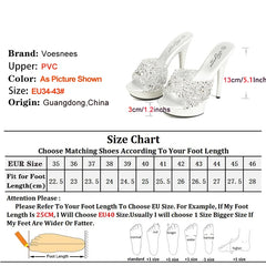 Red Sequin Bling Slippers Slip-On Sandals Nightclub Women High Heels Summer Thin Heeled Party Shoes