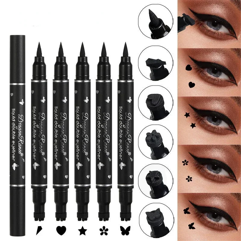 2 IN 1 Butterfly Seal Eyeliner Pen Star Moon Stamp Long-Lasting Waterproof Black Liquid Eye Liner Pencil Eyes Makeup Cosmetic