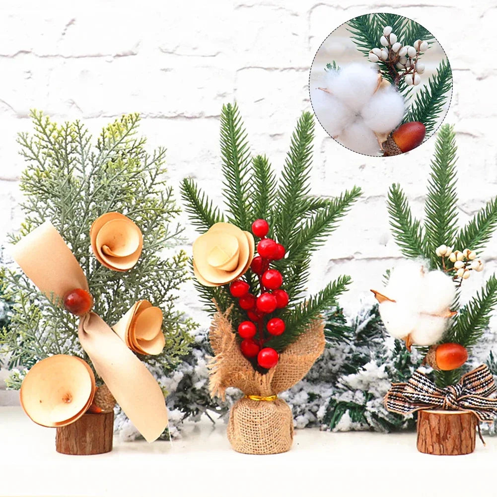 Christmas Tree Ornaments Snow Pine Tree 2024 Christmas Decorations for Home Desktop Xmas New Year Gift DIY Crafts