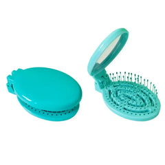 Foldable Small Hair Comb with Mirror Portable Massage Smooth Comb