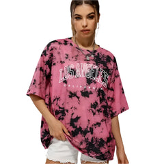 Women's Tie Dyed T-shirt Summer Fashion Short Sleeved Round Neck Loose Top