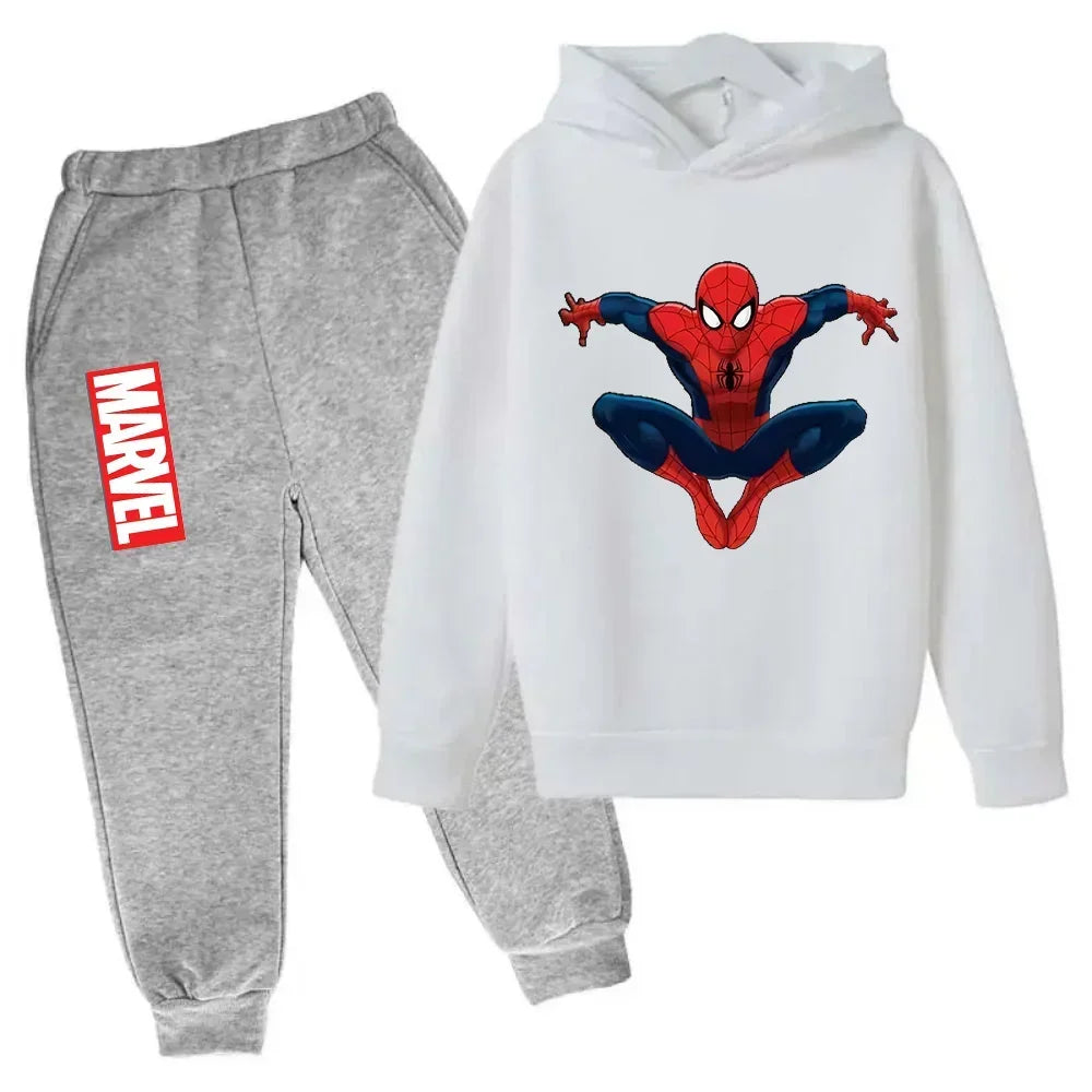 Marvel Spiderman Kids Hoodies Pant Suit 2pcs Set Boy Girl Spring Autumn Sweatshirt Clothes Tracksuits Children Hooded Sportsuit