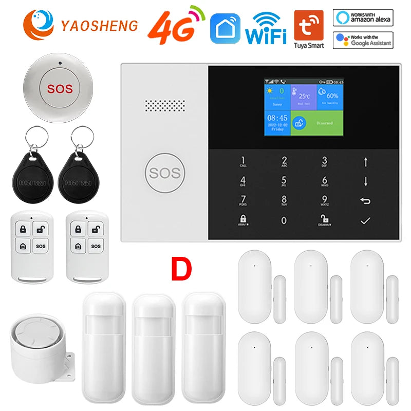 4G Alarm System Security Home WIFI Alarme Residencial Wireless Home Alarm For Tuya Smart Life With Door Sensor Work With Alexa