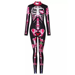 Rose Skeleton Adult Kids Scary Costume Halloween Dress Cosplay Jumpsuit