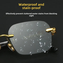 Crystal Stone Glasses Green Personality Men and Women Frameless High-End Eye Protection Sunglasses Driving glasses