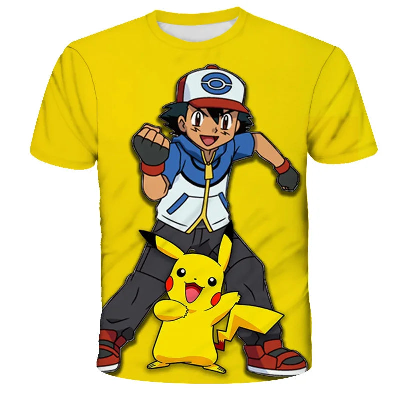 Children T-shirts Kids Tops Pokemon T Shirt Boys Short Sleeve Pikachu Tshirt Girls Clothes Tees Summer Casual Wear Girl T-shirt