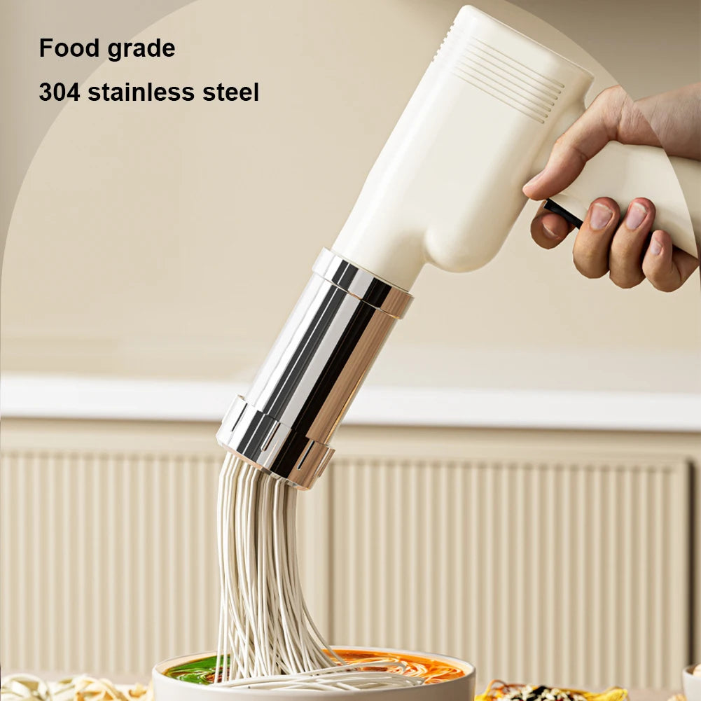 Handheld Noodle Press Gun Cordless Portable Electric Cordless Pasta Noodle Maker 5 Molds USB Charging for Homemade Pasta Gadget